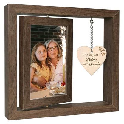 EYITUPC Rotating Wood Grammy Picture Frame Birthday Gift from Grandkids | Thoughtful Grammy Gifts for Mother's Day Christmas from Grandchildren Grandchild Granddaughter Grandson, Dis 2 4x6 - color: Life is getting better with grammy