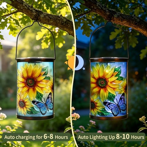 MUMTOP Sunflower Solar Lantern Outdoor Waterproof Hanging Garden Lights - color: Yellow