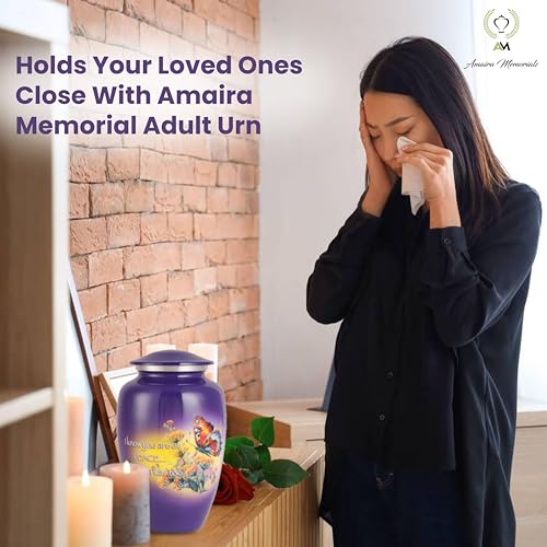 Urns for Human Ashes Adult, Large Cremation Urn for Men & Women, Handcrafted Metal Urn with Secure Lid for Funeral & Burial (Eternal Butterfly - 220 Cubic Inches) - color: Eternal Butterfly