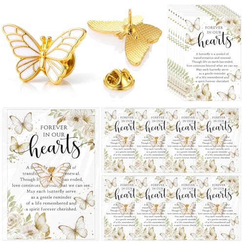Liliaafar 25 Sets Funeral Favors for Guest Bulk Memorial Butterfly Pins Brooches Celebration of Life Decoration Memorial Gift - color: White