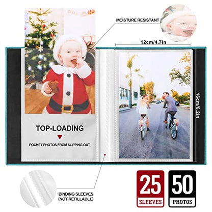 Ywlake Photo Album 4x6 50 Pockets 2 Packs, Small Mini Capacity Linen Photo Album Bulk Sets, Each Pack Holds 50 Top Loader Vertical Only Picture for Kids Boy Girls Teal - color: Teal, size: 50 Pockets/2PK