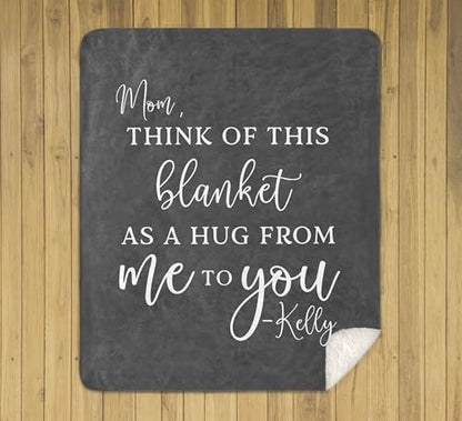 Custom Hug Blanket Comfort Gift Customized with Name, Personalized Soft Comfort Throw, Sending hugs, Get Well Soon, Long Distance Friendship or Relationship Gift, Missing You Present