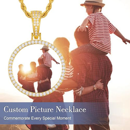 YIMERAIRE Customized Picture Necklace Personalized Circle Chain - color: 001 Diy Gold Circle Blank Pendant