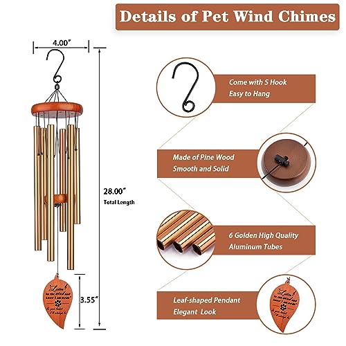 VENBEEL Pet Memorial Wind Chime, Dog Memorial Gifts for Loss of Dog, Pet Loss Sympathy Condolence Bereavement Passing Away Gift - color: B-leaf-gold