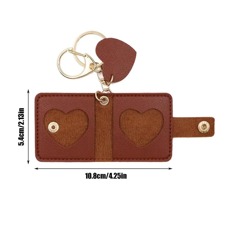 ARFUKA PU Leather Mini Photo Keychain Easy-Open Pocket Album Keyring & Bag Charm Holds 2 Photos