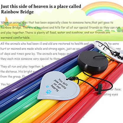 Pet Memorial Wind Chimes Rainbow Bridge,36 Inch Rainbow Bridge Pet Remembrance Wind Chimes for Loss of Dog Cat,Pet Memorial Windchime Gifts for Loss of Pets with Rainbow Bridge Card