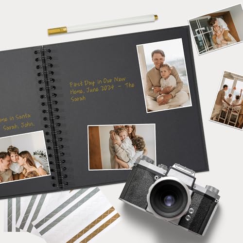 Vienrose Scrapbook Album,40 Pages,8x8 Inch,Tulip Black | Textured Paper Cover,Travel Scrap Book Photo Albums,Memory Book – Wedding,Baby,Family,Graduation,Pets - color: Black, size: 8×8 Inch 40 Pages