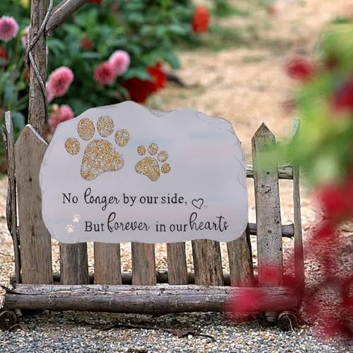 Pet Memorial Stone for Dogs Cats, Rainbow Bridge Dog Memorial Stone for Remembrance Dog Passing Away Sympathy Gifts