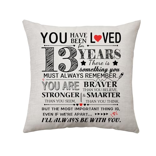 13 Years Old Girls Gifts Decoration Throw Pillow Cover Birthday Gift for 13 Years Old Boys Birthday Party Decoration 13th Birthday Gifts for Niece Nephew Inspirational Reminder Gifts 45 x 45 cm (13) - color: 13