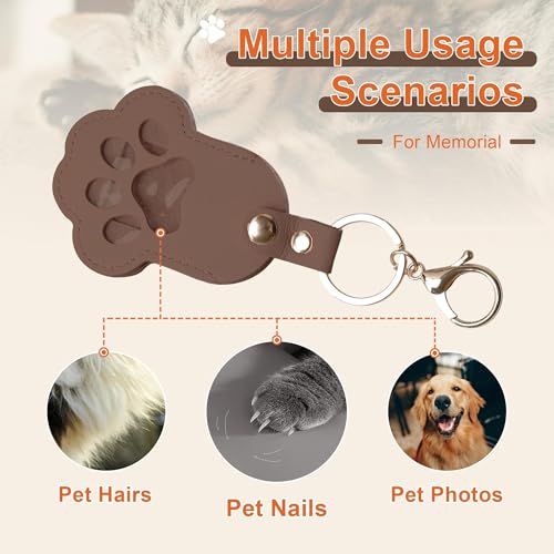 Pet Memorial Keychain Dog Paw Keepsake Photo Holder - color: 2pack Brown