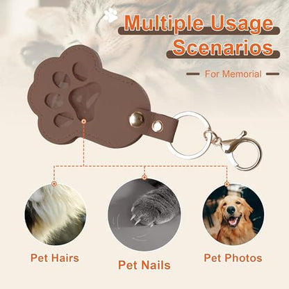 Pet Memorial Keychain Dog Paw Keepsake Photo Holder - color: 2pack Brown