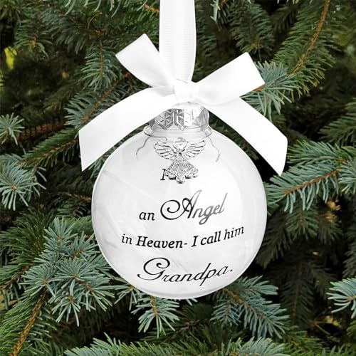 Christmas Memorial Feather Ball Angel Ornament I Have an Angel in Heaven I Call Him Grandpa Family Memorial Loss of Loved One Hanging Pendant Xmas Tree Décor - color: Grandpa