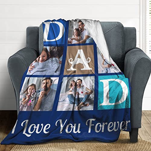 Artsadd Custom Best Dad Blanket with Photo, Fathers Day Personalized Gift for Dad from Daughter Son, Customized Picture Blanket for Daddy Papa 30"x40" - color: 1-03
