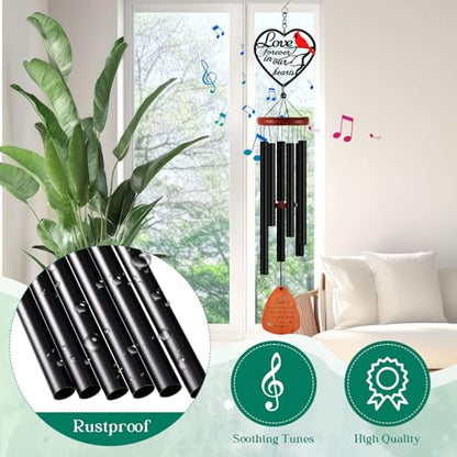 Kathfly Cardinal Wind Chimes for Loss of Loved One, 28" Memorial Wind Chimes for Outside, Cardinal Sympathy Bereavement Condolence Funeral Windchime Gifts for Loss of Lover Mom Father Husband - style: Memorial Love