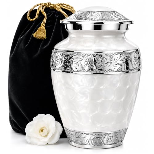 Forever After Cremation Urns for Human Ashes - Forever White Large Decorative Urn for Adult Men & Women - Burial Urns for Adult Human Ashes - color: White, size: Adult Large