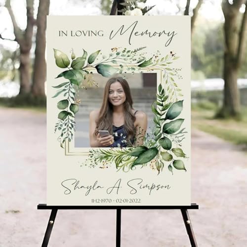 Wildflower Greenery Celebration of Life Welcome Sign, Funeral Welcome Sign, in Loving Memory Sign, Celebration of Life Funeral Sign, Celebration of Life Sign, Memorial Sign with Photo #Tf222 - color: Version #26