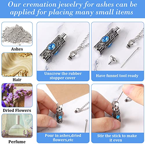 Jexine 10 Pcs Urn Necklace Cremation Jewelry for Men - color: Lake Blue