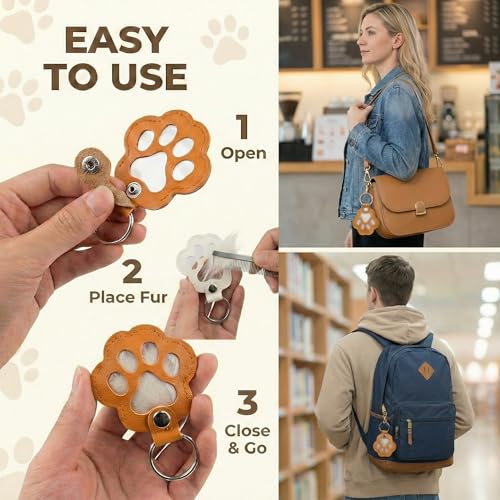 Inkless Pet Paw & Nose Print Kit, Wood Frame Keepsake Gift Set | 3 Inkless Pads, 6 Cards, Hinged Double Wood Frame, 2 Leather Fur Keychains, New Pet, Milestone & Memorial Keepsake
