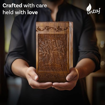 Tree of Life Wooden Urn for Human Ashes, XX-Large 640 cu in, Rosewood - color: Rosewood Tree of Life, size: XX-Large (640 cu in)