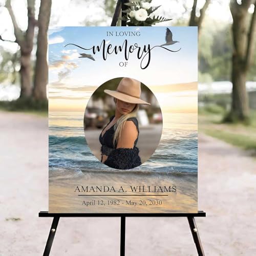 Celebration of Life Welcome Sign, Editable Blue Ocean Funeral Welcome Sign, in Loving Memory Sign, Celebration of Life Funeral Sign, Celebration of Life Sign, Funeral Photo Sign #Jg11a - color: Version #26