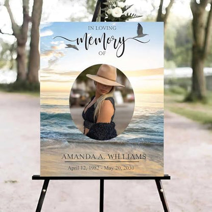 Celebration of Life Welcome Sign, Editable Blue Ocean Funeral Welcome Sign, in Loving Memory Sign, Celebration of Life Funeral Sign, Celebration of Life Sign, Funeral Photo Sign #Jg11a - color: Version #26