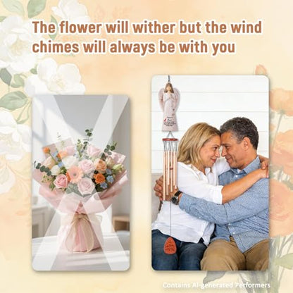 Angel Memorial Wind Chimes, Memorial Sympathy Wind Chime Gifts for Loss of Loved One, Healing Gifts for Grieving Friend or Family, in Memory of Mother Father Brother Sister