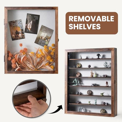 Muzilife 16x20 Shadow Box Wood Picture Frame with Shelves, 2.83 Deep, Brown - color: Brown, size: 16"x20" with Shlef