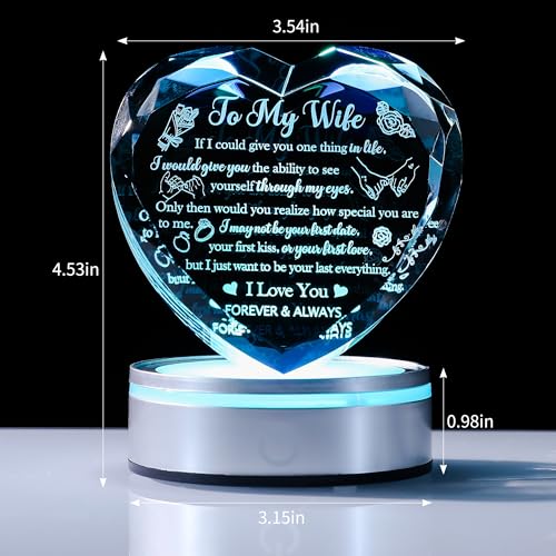 Crystal Heart Wife Gift Laser Engraved Love Message - color: Wife Gift-1