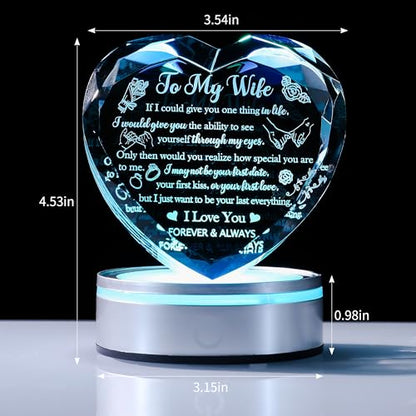 Crystal Heart Wife Gift Laser Engraved Love Message - color: Wife Gift-1