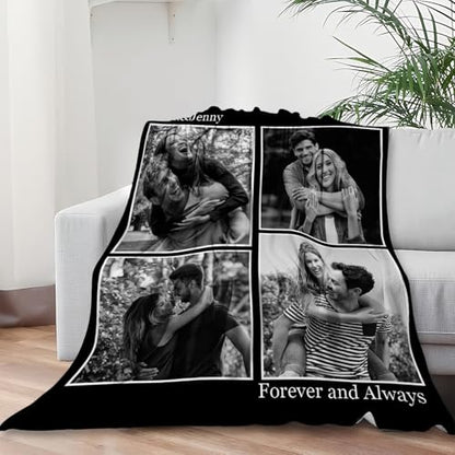 XINLING Custom Memorial Blanket with Pictures for Loss of Loved One Personalized Photo Blanket Customized Sympathy Gifts in Memory of Mom Dad Grandma Grandpa - color: 4 Photos