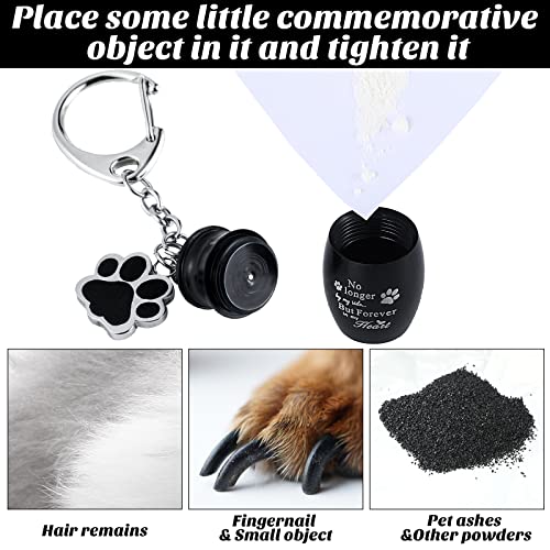 Tudomro Cremation Pet Dog Urns Keychain for Ashes with Storage Bag Stainless Steel Small Cat Paw Memorial Keepsake Jewelry - color: Black