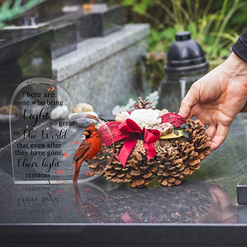 Yulejo Red Cardinal Gifts Catholic Hummingbird Sympathy Memorial Gift for Loss of Loved One Sympathy Acrylic Heart Decor Sign Table Centerpieces Remembrance Decor Christmas Condolence - style: Classic