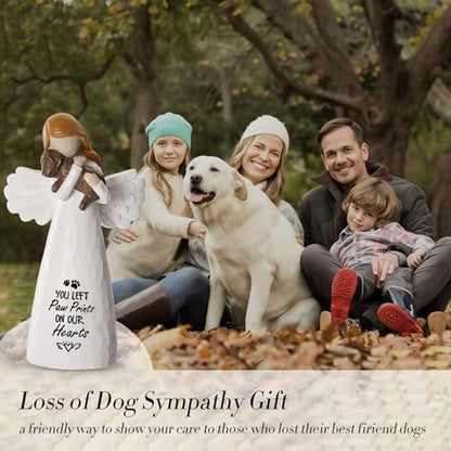 Dog Memorial Gifts for Loss of Dog, Pet Loss Sympathy Angel Figurine | Dog Bereavement Gift, Remembrance Keepsake, Dog Passing Away Gift, 6-Inch Hand-Painted Resin Memorial Statue - color: White