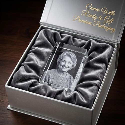 Memorial Photo Crystal Candle Holder – 3D Laser Engraved K9 Keepsake – in Memory of Parent, Spouse, Child, Pet – Custom Remembrance Crystal (Medium) - size: Medium
