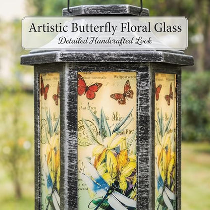 Topadorn Solar Lantern Outdoor, Hanging Garden Lantern with Dragonfly - style: Dragonfly