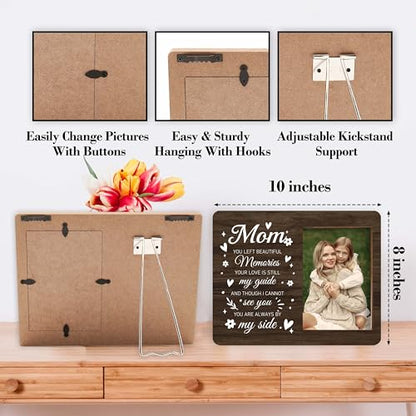 Memorial Pictures Frame, Mom You Left Beautiful Memories Photo Frame, Sympathy Gifts For Loss Of Mom, Farmhouse Home Living Room Bedroom Decoration -b25 - style: Mom