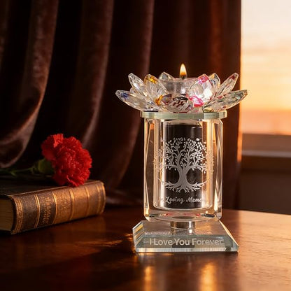 Small Urns for Human,Cremation Keepsake Photo Urn Unique Rotatable Crystal Mini Urns for Ashes Keepsake Decorative Engraving Tree of Life Pattern Urn Remember Your Love One Lost