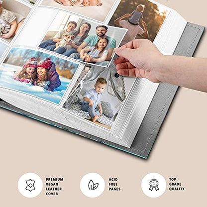 Fintie Photo Album 4x6 Photos - 600 Pockets Large Capacity Albums Book | Vegan Leather Cover, 4X6 Picture Keepsakes, Family/Wedding/Travel Memory Book, Baby/Kids/Boys/Girls Gift, Emerald Marble - color: Emerald Marble