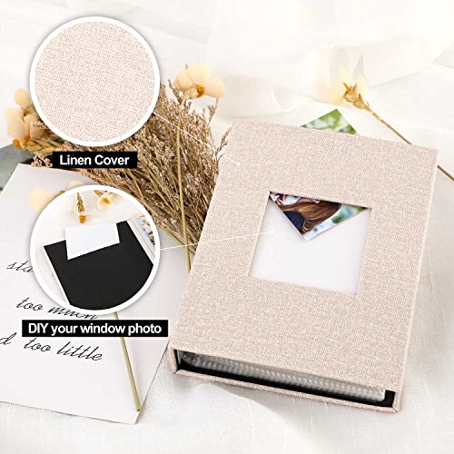 Ywlake Photo Album 4x6 100 Pockets 2 Packs, Small Mini Capacity Linen Photo Album Bulk Sets, Each Pack Holds 100 Top Loader Vertical Only Picture for Kids Boy Girls Beige - color: Beige, size: 100 Pockets/2PK
