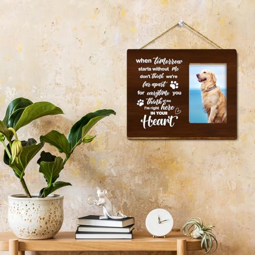 Pet Memorial Gifts for Dogs,Sympathy Gift for Loss of Dog,Remembrance Gifts for Loss of Dog,For Everytime You Think of Me I'm Right Here in Your Heart Wood Picture Frame - style: when tomorrow