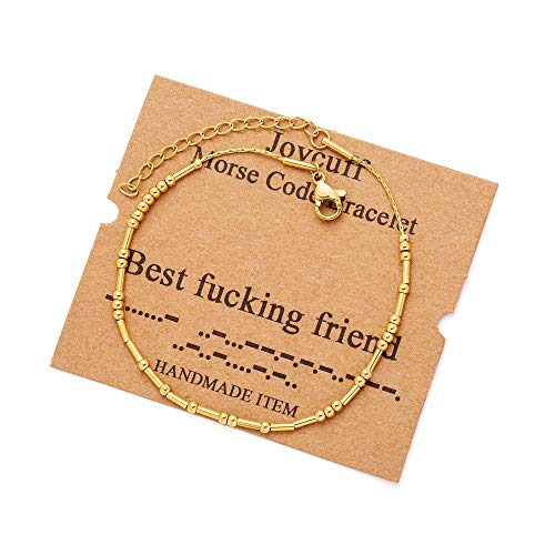Best Friend Birthday Gifts Morse Code Bracelets For Women Mothers Day Birthday Christmas Gifts For Sister Daughter Grandmother Stainless Steel Jewelry Friendships Inspirational Gifts For Women - style: Gold: Best f*cking friend