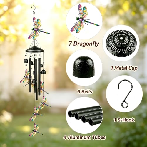 Wind Chimes for Outside, Dragonfly Garden Windchimes Memorial Windchimes - color: Colorful Dragonfly Wind Chimes