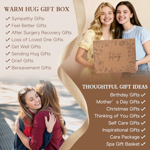 Get Well Soon Gift Baskets for Women, Earth Tone Self Care Package Box After Surgery Thinking of You Feel Better Gifts, Sympathy Gift Basket for Loss of Loved One, Inspirational Gifts for Sick Friends