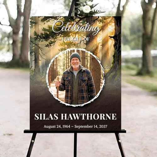 Forest Funeral Welcome Sign, Celebration of Life Welcome Sign, in Loving Memory Sign, Celebration of Life, Celebration of Life Sign, Memorial Sign with Photo,Funeral Welcome Sign #Tf4 - color: Version #21