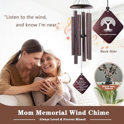 Sympathy Gifts for Loss of Mom, 32" Memorial Wind Chimes for Loss of Mother, Windchimes, Condolence Bereavement Gifts in Memory of Mom (Bronze) - size: Mom
