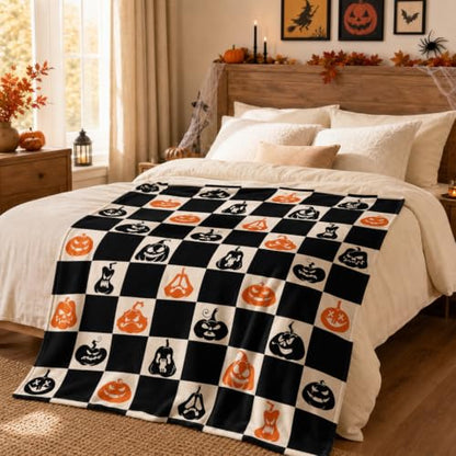 Halloween Blanket Scary Pumpkin Throw Blankets Gifts for Women Men 50"X60" - color: Spooky Pumpkin