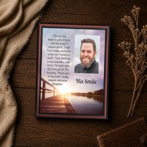 Memorial Gifts for Loss of Husband, Sympathy Gift, His Smile In Memory of Loved One, Picture Frames for Sympathy Gift Baskets, Bereavement Gifts for Loss of Father, Loss of Son Condolence Gift, 5031W | Sympathy Gifts for Loss of Father, In Memory of Dad,
