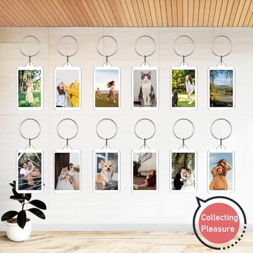200 Pcs Clear Acrylic Photo Keychain, Transparent Picture Keychain, Blank Photo Insert Keyring, DIY Picture Frame Keyring with Split Ring for Party Gift