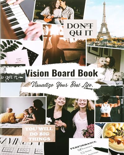FOUNCY Vision Board Book - 1200+ Inspirational Pictures & Quotes Vision Board Supplies to Visualize, Manifest Your Dreams & Life Goals, 116 Pages Vision Board Clip Art Book and Collage Making - color: Vision Board Book-01