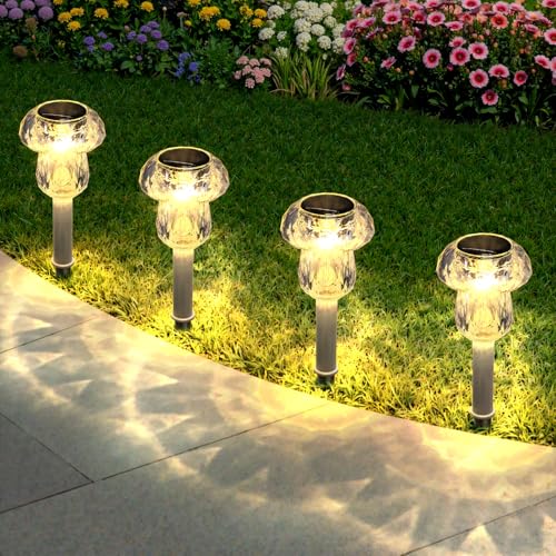 Mancra Solar Pathway Lights Outdoor, 16 Pack Dusk to Dawn Solar Lights Outdoor Waterproof Landscape Lighting for Yard, Walkway, Garden Decorations, Warm White - color: Warm White